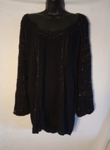 Free People Women&#39;s Size Medium Black Beaded Mini Dress - £18.64 GBP