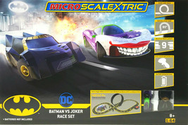 2020 Micro Scalextric Batman vs. Joker G1155T HO Slot Car RACE SET Batt Powered - £63.94 GBP