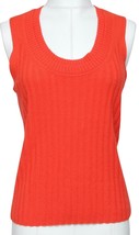 3.1 PHILLIP LIM Orange Sleeveless Sweater Knit Scoop Neck Ribbed Cashmer... - £75.93 GBP