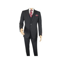 Men Suit BERLUSCONI Turkey 100% Italian Wool Super 180's 3pc Vested #Ber21 Black image 5