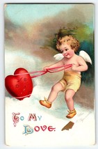 Valentines Day Postcard Cherub Angel Heart Signed Ellen Clapsaddle Germany 1915 - £27.76 GBP