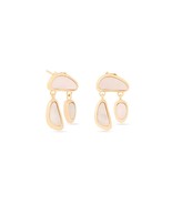Kicky and Perky 925 Sterling Silver Yellow Gold Plated Mother of Pearl Dangle Ea - $63.72