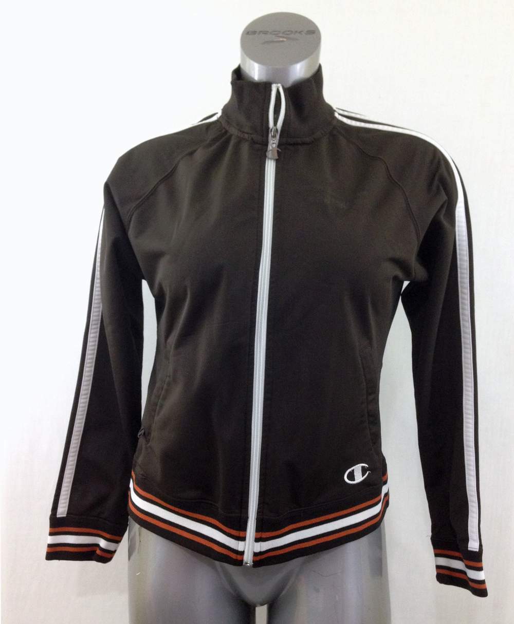 Champion Women&#39;s Size Medium Brown Long Sleeve Mock Full Zip Track Jacket - $7.92