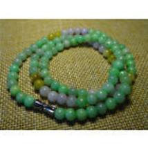 Certified 3 Color Natural Grade A Jade Jadeite Beads Necklace 21&quot;inches Long - £123.25 GBP