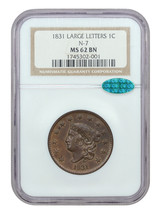 1831 1C NGC/CAC MS62BN (N-7, Large Letters) - £820.94 GBP
