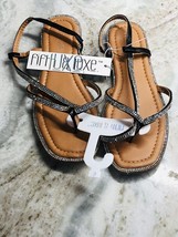 Fifth &amp; Luxe Ladies Fashion Black Sandals Size 6 Rhinestones - $32.55