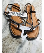 Fifth &amp; Luxe Ladies Fashion Black Sandals Size 6 Rhinestones - $32.55