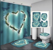 Valentines Day 4 pc Set Bathroom Heart Curtain Set (wf) - £134.49 GBP
