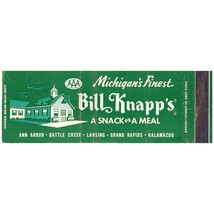 Vtg Matchbook Cover Bill Knapps Restaurant chain Michigan full length 1950s AAA - £7.77 GBP