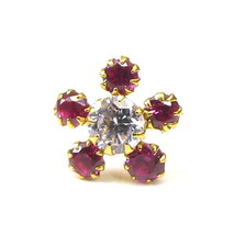 Clásico Pink&amp;white Circonita Cúbica Piercing Pendiente Nariz Pin Sólido Real 14k - £30.81 GBP