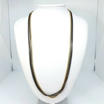 Vintage 3 Tone Statement Chain Necklace Vintage Chic Chain Costume Jewelry VTG - £10.35 GBP