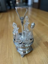 Antique Silver-Plated Condiment Set with Glass Bottles - $118.80