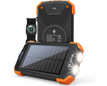Solar Power Bank, Qi Portable Charger 10,000mAh External Battery Pack   - $46.53