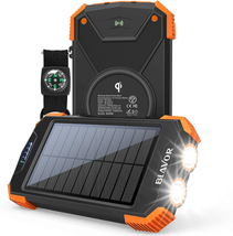 Solar Power Bank, Qi Portable Charger 10,000mAh External Battery Pack   - £37.10 GBP