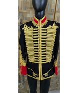 Napoleonic Hussars Military Jacket: Black Wool, Gold Braid Steampunk Tai... - $250.00