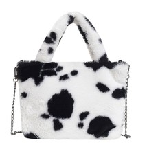 Women s shoulder crossbody bag fashion soft plush chain handbag portable animal printed thumb200