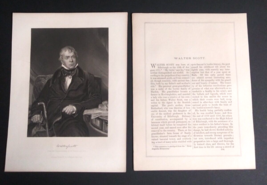 Sir Walter Scott Novelist Poet Steel Engraving Antique Portrait Print c1850-1890 - £19.65 GBP