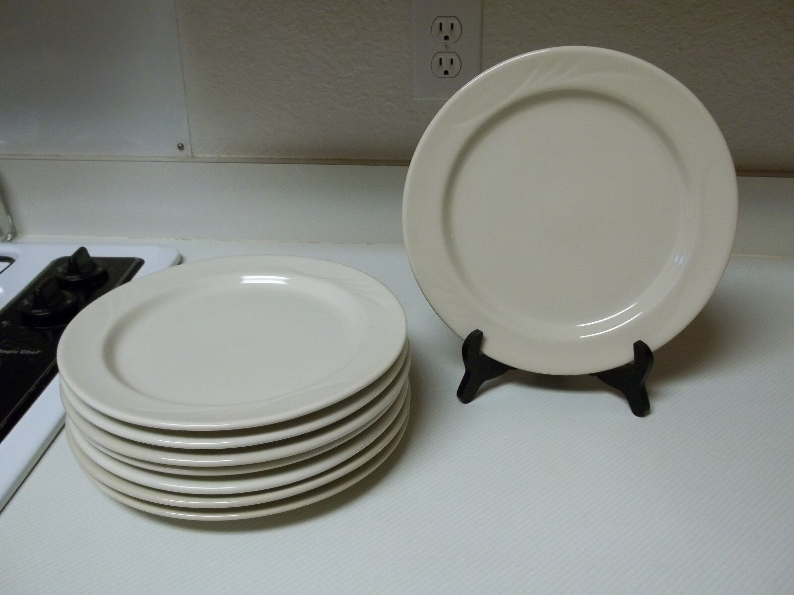 Primary image for Anfora Mexico Stoneware ~ Set of 8 Dinner Plates ~ Beige Light Tan 10 1/2 Inch