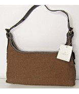 Liz Claiborne Small Brown Cultural Canvas &amp; Faux Leather Purse Handbag - £16.03 GBP