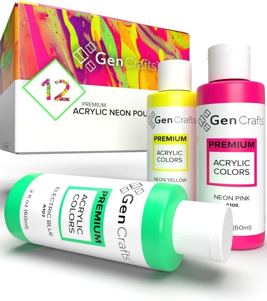 12 Colors Neon Acrylic Pouring Paint - Safe & Ready to Use for Stunning Art Item image 3
