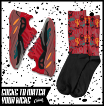HAPPY Socks for YZ 700 Hi Res Red Hi-Res Red Orange Grey Teal 350 500 Shirt - £16.36 GBP
