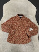 VTG Tommy Hilfiger Womens LG Button Up Shirt Rodeo Velvety Paisley LS Pe... - $29.32