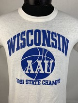 Vintage Basketball T Shirt Single Stitch Wisconsin AAU 1991 State Champs USA 90s - £23.56 GBP