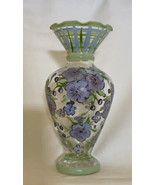 Vintage TRACY PORTER Hand-Painted Glass Bud Vase Flowers Ruffled Rim 6.5&quot; H - £18.14 GBP
