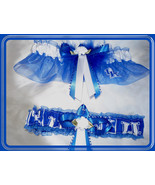 University of Kentucky Wildcats Blue Organza Fabric Flower Boa Garter Set  - £19.97 GBP