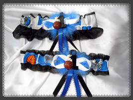 Dallas Mavericks NBA Black Organza Fabric Charm Flower Wedding Garter Set BB - £17.38 GBP