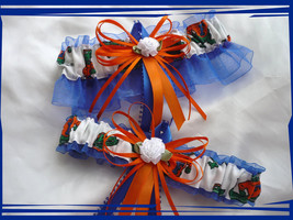 Florida Gators Blue Organza Fabric Skinny Ribbons Flower Wedding Garter Set - £19.60 GBP