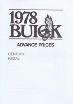ORIGINAL Vintage 1978 Buick Advance Prices Century Regal Book - £11.91 GBP