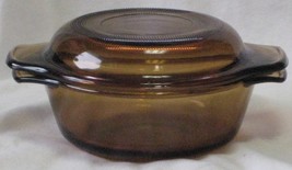 Anchor Hocking Individual Casserole Dish &amp; Lid Brown Amber Color #472 - $19.99