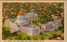 WV Airplane View State Capitol Charleston West Virginia Postcard Z28 - £4.70 GBP