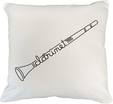 Cute Clarinet Doodle Line Art Drawing White Pillow Cover For A Clarineti... - £19.34 GBP+