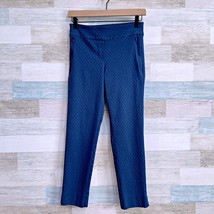 Magaret M Jacquard Slimming Pants Blue Pull On Mid Rise Zip Pockets Wome... - $29.69