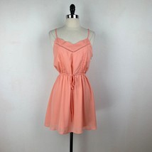 Paper Crane Peach Chiffon Chemise Mini Dress Size Medium Drawstring Wais... - $17.82