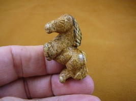 (Y-HOR-RE-558) Rearing TAN JASPER HORSE carving figurine GEMSTONE horses... - $14.01