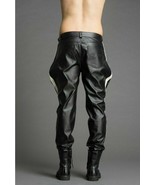 Men&#39;s Leather Pants Biker Bluf Breeches Trousers Punk Motorcycle Lederho... - £102.21 GBP