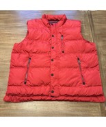 Orvis Vest Mens XL Red Full Zip Duck Down Puffer Outdoors Pockets - £29.04 GBP