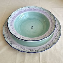 ESTE C.E. Italy Ceramiche Dipinto A Mano Large Bowl And Platter Set Hand Painted - £37.38 GBP