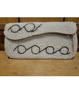 Vintage BonSoir Beaded Evening Bag Clutch White Italian beads Hand Made ... - €23,61 EUR