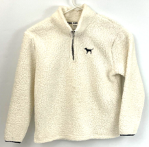 Victorias Secret Pink Womens Small Fleece 1/4 Zip Pullover Sherpa Jacket White - £24.42 GBP