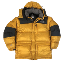 LL Bean Mens Down 700 Puffer Coat Hooded Full Zip Jacket Size Medium Yellow - $98.99
