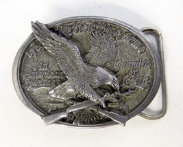 Belt Buckle Pewter C+J The Right To Bear Arms Eagle 2nd 1985 USA 3&quot; x 2&quot; CJ1002 - £11.90 GBP