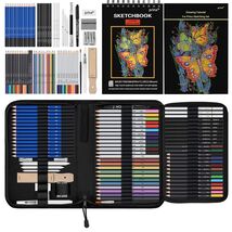 76-Pack  Drawing Set with 3-Color Sketchbook &amp; Comprehensive Tutorial - $64.30
