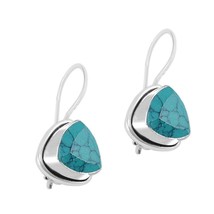 Silver Plated - Turquoise Gemstone 925 Silver Plated Earring For Women &amp; Girls - £17.38 GBP