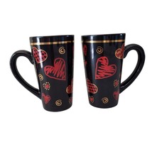 Vintage Valentines Day Coffee Mugs 16 oz Ceramic Set Hearts Flowers Inc ... - £14.63 GBP