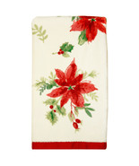 Christmas Holiday Poinsettia Red Winter Finger Tip  Towel - £23.97 GBP