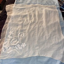 Women’s Square Sheer Scarf  20” Long X 20” Wide S Monogram Flowers Ivory - $5.70
